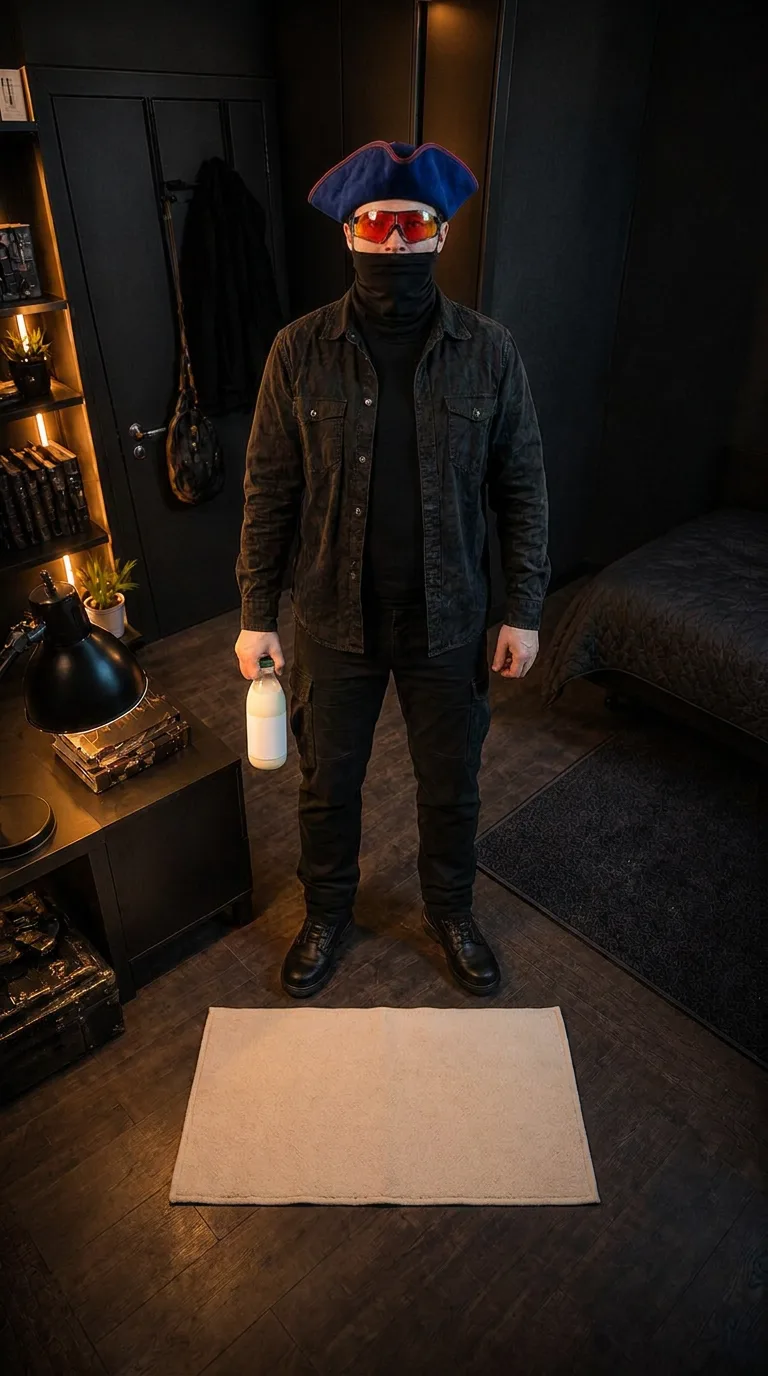 L'image de référence donnée à Google Flow : ARGO tient la bouteille en verre